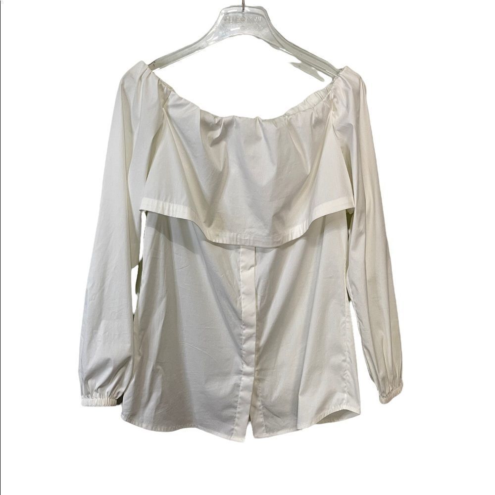 Worth Womens Off Shoulder Button Down Shirt White Small